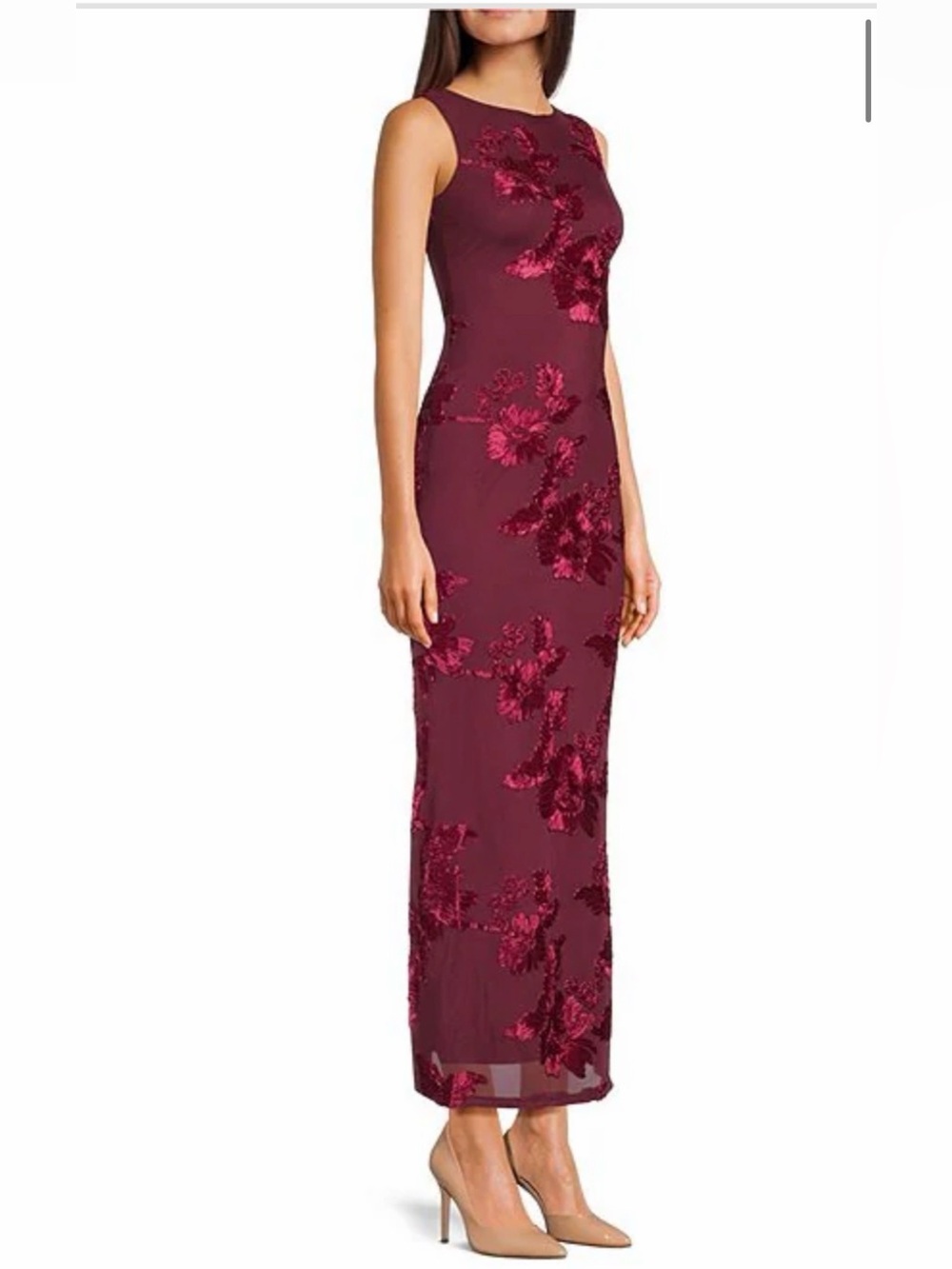 THIRTY THIRTY PRINCES POLLY FIONA FLORAL SLEEVELESS MAXI DRES BURGUNDY XL - Picture 5 of 12